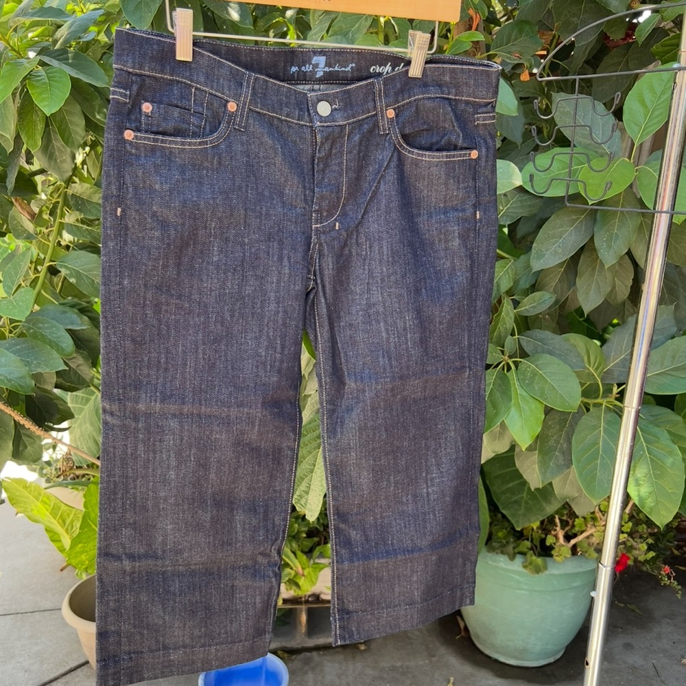 7 for all mankind cropped capri jeans dark wash